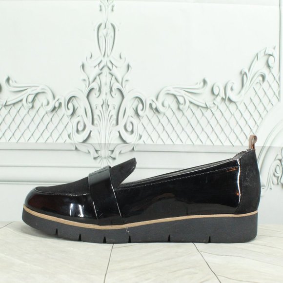 Dr. Scholl's Shoes - DR. SCHOLLS Black Leather Slides Slip On Flat Loafer Shoes Size 9 M